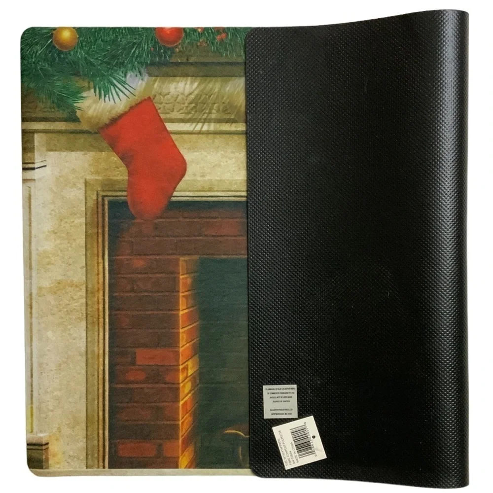 Holiday Doormat Fireplace Christmas Stockings Rectangle 16 X 24 In Multicolor